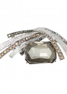 vintage μεταλλική καρφίτσα πέτρα strass Αrt Deco ασημί