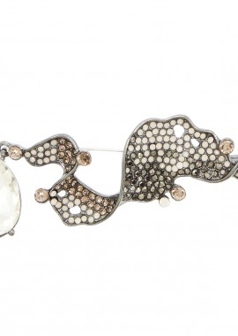 vintage καρφίτσα με πέτρα και strass flowy dog φιμέ