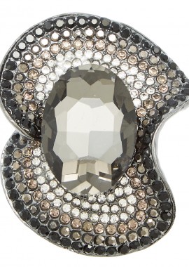 vintage μεταλλική καρφίτσα πέτρα strass Wave ασημί