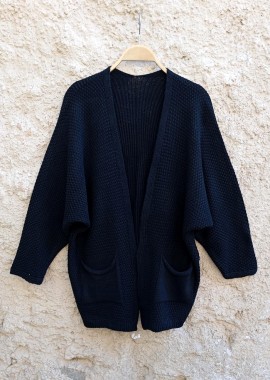 πλεκτή ζακέτα τσέπες Franca μαύρο