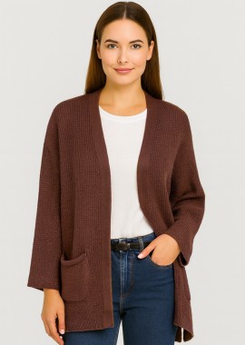 πλεκτή ζακέτα τσέπες Franca σοκολά