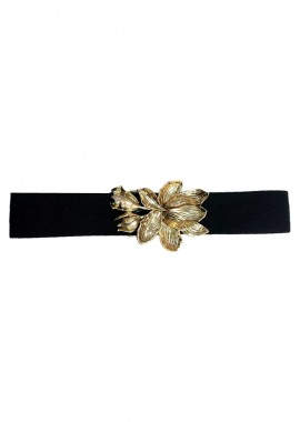 PerfectDress.gr - retro ελαστική ζώνη Golden Flower μαύρο