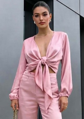 chic σατέν μπολερό Jojo ροζ