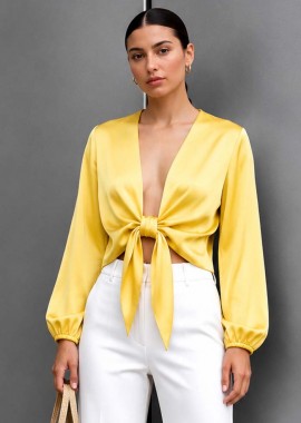 PerfectDress.gr - chic σατέν μπολερό Jojo κίτρινο
