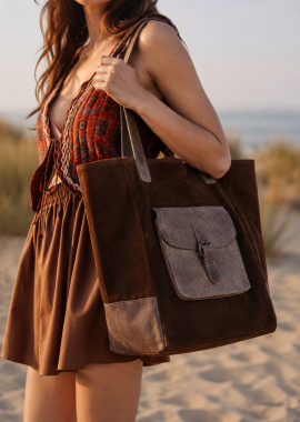 PerfectDress.gr - leather suede tote τσάντα Bohéme