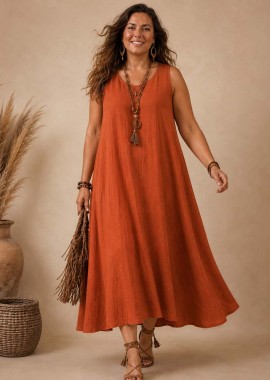 plus size maxi φόρεμα Sonya rust
