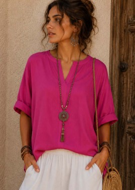 boho cotton τουνίκ Terra φούξια