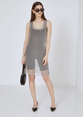 Φόρεμα μίνι δίχτυ με strass SN9423.8816+2