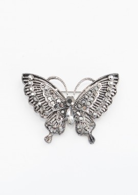 Καρφίτσα πεταλούδα με λευκές πέτρες