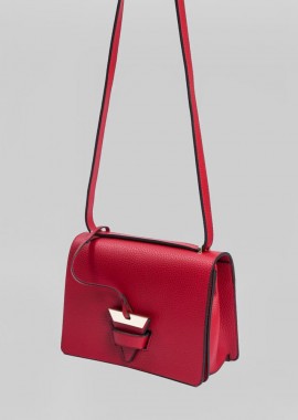 SOU - Γυναικεία τσάντα χιαστι με λεπτομέρειες σε κόκκινο