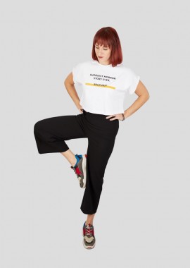 SOU - Γυναικείο crop top με γράμματα στο μπροστινό μέρος