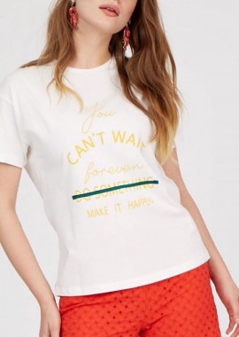 SOU - Γυναικείο λευκό t-shirt με στάμπα