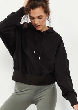 Doree γυναικείο φούτερ με σούρες μαύρο