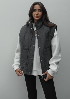 ALEXIE γυναίκειο καπιτονέ αμάνικο μπουφάν ΓΚΡΙ