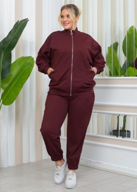 SOU - SINDY γυναικείο παντελόνι φόρμαs μπορντό (BIGSIZE)