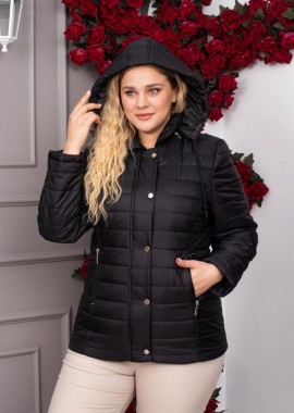 LIANA γυναικείο καπιτονέ μπουφάν με κουκούλα (BIGSIZE)