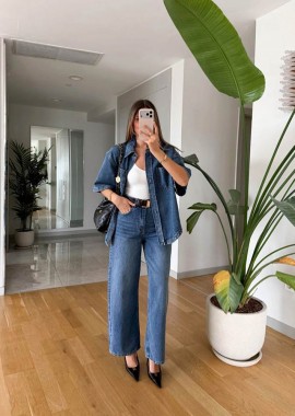 SALDA γυναικείο denim μπλε jean με ίσιο μπατζάκι