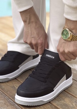Ανδρικά μαύρα- γκρι Sneakers με λαστιχένια σόλα CH2410