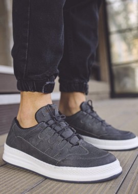 Ανδρικά ανθρακί Sneakers με κορδόνια CH040
