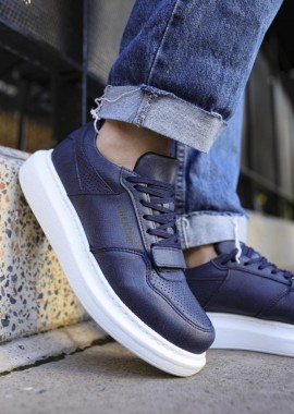 Ανδρικά μπλε Casual Sneakers δερματίνη με Scratch CH073L