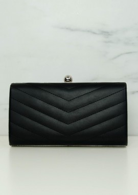 Γυναικείο μαύρο τετράγωνο τσαντάκι καπιτονέ Clutch 1176B
