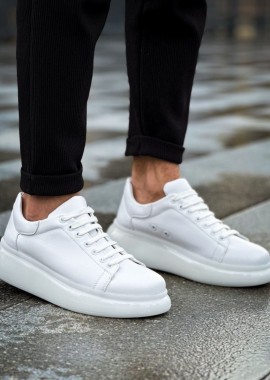 Ανδρικά λευκά δίσολα Sneakers λαστιχένια σόλα CH295W