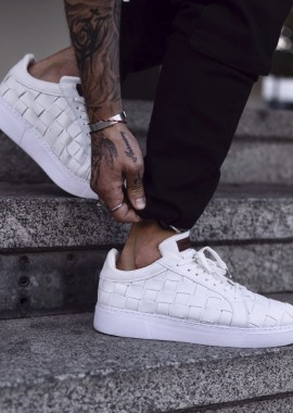 Ανδρικά λευκά καπιτονέ sneakers δερματίνη CH209L