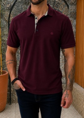 Everbest ανδρική μπορντό πικέ Polo μπλούζα Plus Size 262831