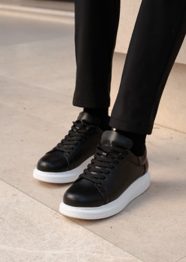 Ανδρικά ασπρόμαυρα δίσολα Sneakers λαστιχένια σόλα CH25700