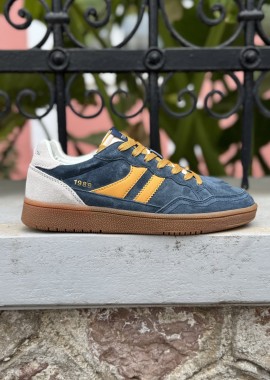 Teddy Smith ανδρικά μπλε sneakers με κίτρινες λεπτομέρειες 120595B