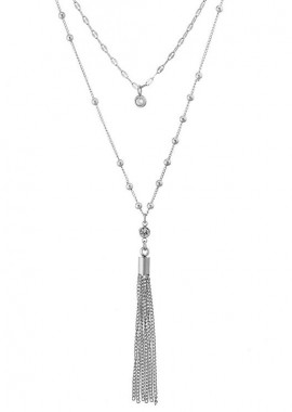 Διπλό Κολίε Από Ατσάλι Με Ζιργκόν AS12731