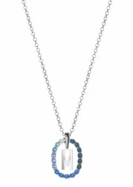 Κολιέ Από Ασήμι 925 Με Μονόγραμμα Και Swarovski Μπλε EX15342