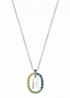 Κολιέ Από Ασήμι 925 Με Μονόγραμμα Και Swarovski Πράσινα EX15351