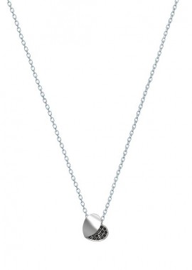 AMOR AMOR - Κολιέ Από Ασήμι 925 Με Καρδιά Από Swarovski Μαύρα EX15433