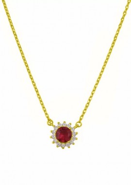 Κολιέ Ροζέτα Από Ασήμι 925 Επιχρυσωμένο Στρογγυλό SS17388