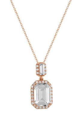 Κολιέ Από Ασήμι 925 Ροζ Επιχρυσωμένο Με Swarovski EX16995
