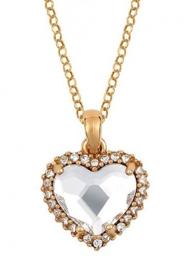 AMOR AMOR - Κολιέ Από Ασήμι 925 Επιχρυσωμένο Με Καρδιά Swarovski EX18711