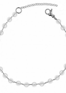 Βραχιόλι Αλυσίδα Ροζάριο Από Ανοξείδωτο Ατσάλι Με Μαργαριτάρια MI25471