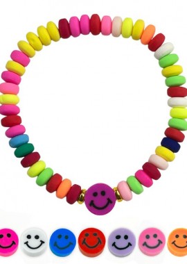 Βραχιόλι Από Λάστιχο Με Χάντρες Και Φίμο Smiley AA29543