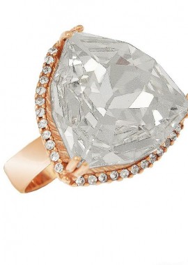 AMOR AMOR - Δαχτυλίδι Από Ασήμι 925 Ροζ Επιχρυσωμένο Με Swarovski EX34210