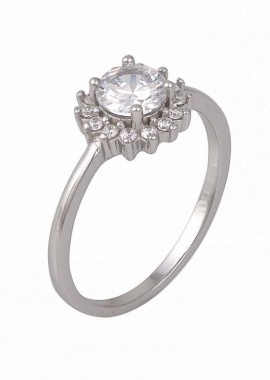 AMOR AMOR - Δαχτυλίδι Ροζέτα Από Ασήμι 925 Στρογγυλό SS34273
