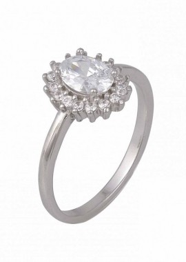 AMOR AMOR - Δαχτυλίδι Ροζέτα Από Ασήμι 925 Οβάλ SS34280
