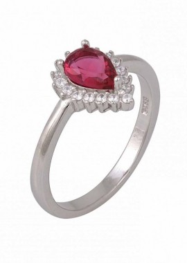 AMOR AMOR - Δαχτυλίδι Ροζέτα Από Ασήμι 925 Δάκρυ SS34286