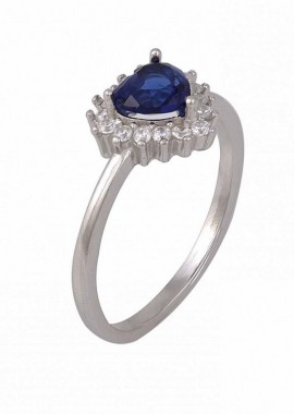 AMOR AMOR - Δαχτυλίδι Ροζέτα Από Ασήμι 925 Καρδιά SS34295
