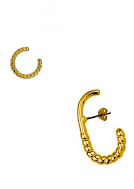 Σετ Σκουλαρίκι Λοβού Και Earcuff Από Ορείχαλκο Επιχρυσωμένο 24Κ PF47481