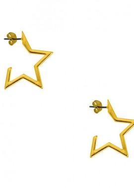 AMOR AMOR - Σκουλαρίκια Κρίκοι Από Ορείχαλκο Επιχρυσωμένο 24Κ Αστέρια PF48596