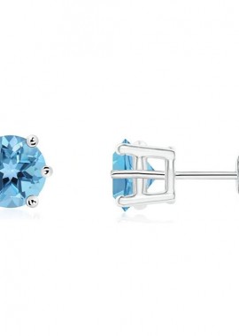Σκουλαρίκια Από Ασήμι 925 Μονόπετρο 4mm/5mm Με Ζιργκόν Blue Topaz SS48822 4mm