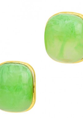 Σκουλαρίκια Marble Candy Πράσινο Από Ατσάλι Επιχρυσωμένο MI43444