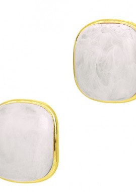 Σκουλαρίκια Marble Candy Λευκό Από Ατσάλι Επιχρυσωμένο MI43442