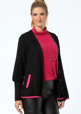 ΜΑΥΡΗ ΠΛΕΚΤΗ ΖΑΚΕΤΑ ΜΕ ΦΟΥΞΙΑ ΡΕΛΙ